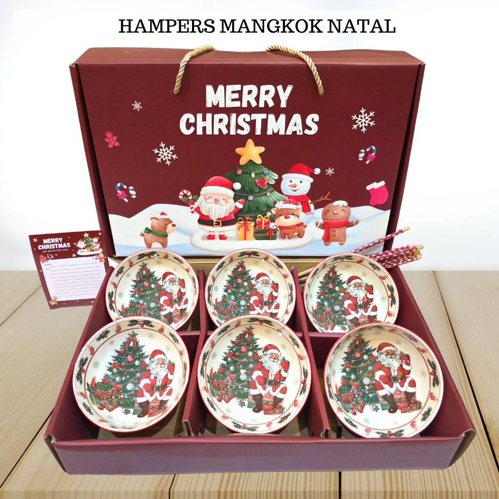 Hampers Natal Mangkok Keramik Set / Kado Mangkok Natal