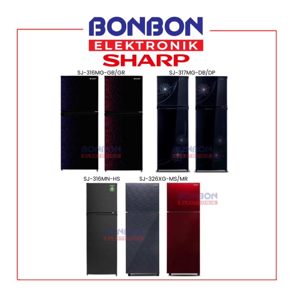 Sharp Kulkas 2 Pintu 237 Liter SJ-316MG-GB/GR / SJ-317MG-DB/DP Shine Magneglas / Kirei Series SJ-316