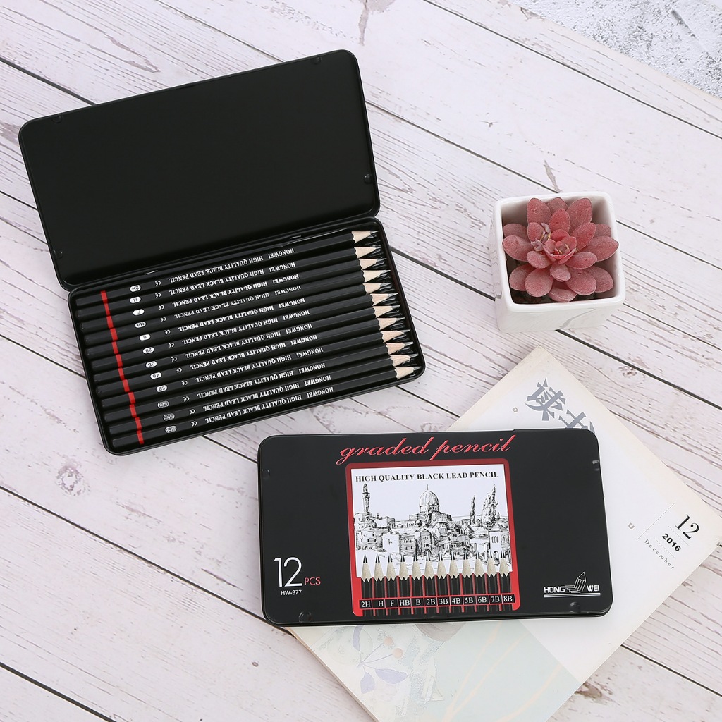 

12Pcs Pensil Drawing Bahan Charcoal Pensil Sketsa 1 Set 2h - 8b Pensil Khusus Sketsa Set Lengkap