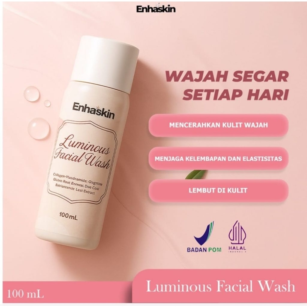 Sabun cair pemutih wajah Enhaskin 100 ml - Facial Wash BPOM & Halal | Membersihkan, mencerahkan, men