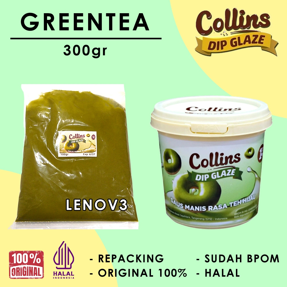 

COLLINS Dip Glaze Selai Rasa GreenTea Matcha 300gr Original | Selai untuk Roti, Donat dan Makanan