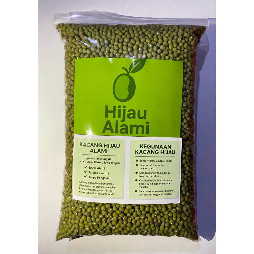 Kacang Hijau Alami 1Kg – Bahan Bubur Kacang Ijo, Toge, Minuman Sehat, Organik Alami