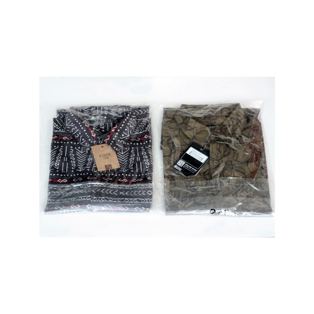 Preloved Kemeja Eiger X-Tribes SS Shirt Hitam dan Eiger Alabama SS Shirt Olive size L