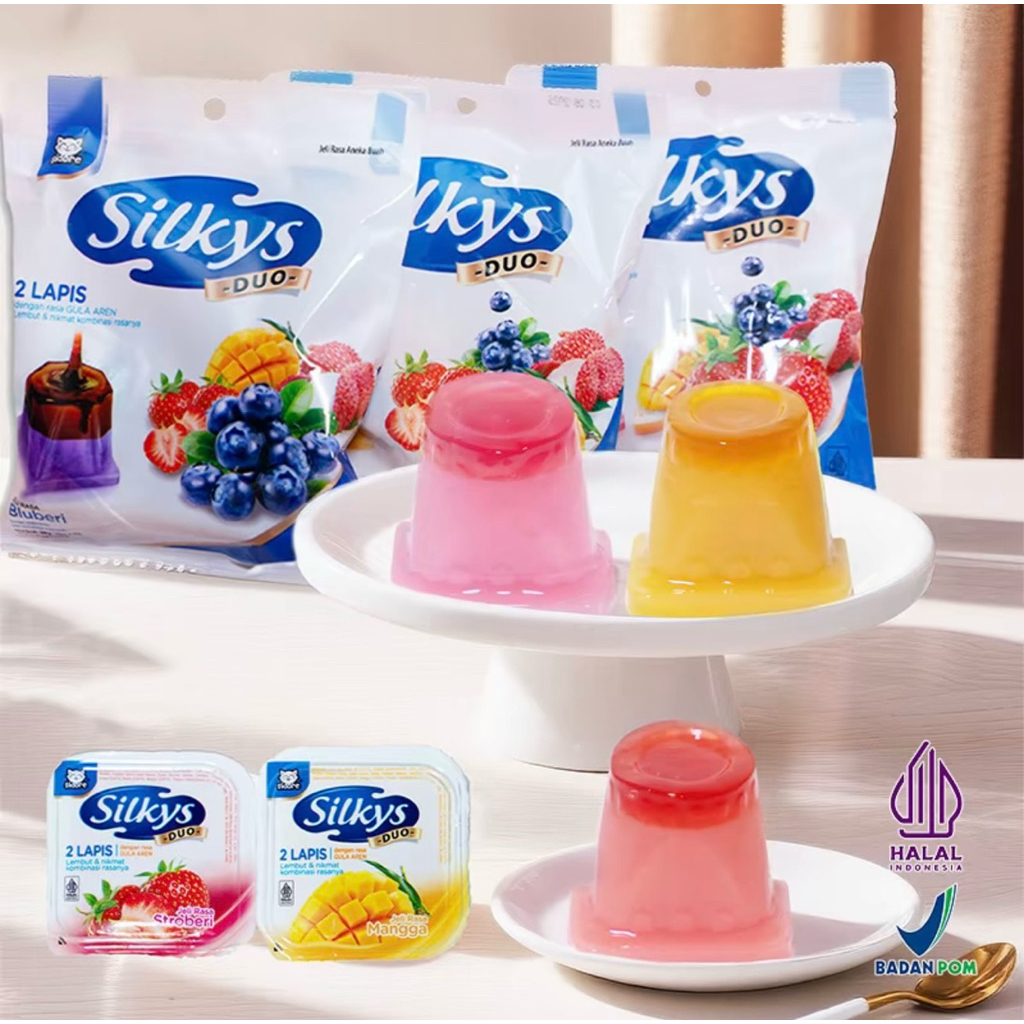 

[New Product] 40PCS+10PCS (FREE) TOTAL 50PCS PAKET PUDING GULA AREN JELLY PUDING 2LAPIS BERLAPIS GULA AREN MURNI DAN RASA BUAH-BUAHAN DAN RASA MANGGA BLUEBERRY STRAWBERRY Pudding Fruity Rendah gula Alami Almond Paket Usaha Jajanan SD 1 DUS Jajanan