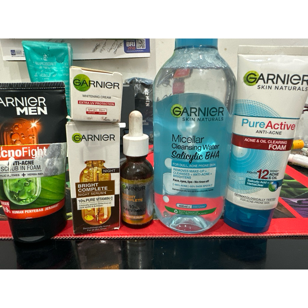 garnier whitening cream / garnier night serum vitamin c / garnier men cuci muka / garnier micellar w