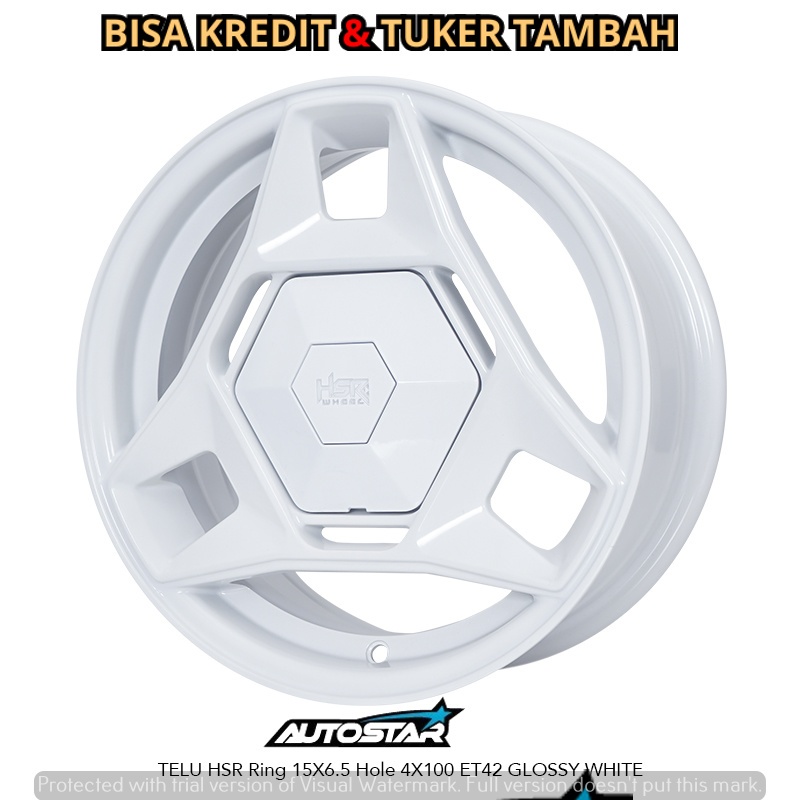 VELG MOBIL HSR TELU R15 GLOSSY WHITE COCOK UNTUK MOBIL FREED JAZZ RS JAZZ VTEC CITY CIVIC WONDER