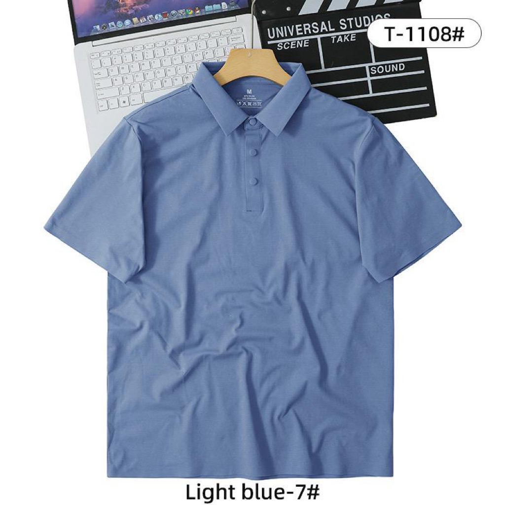 Kaos Kerah Polo Ice Silk Seamless Polykartun Pria Baju Golf baju olah raga running Futsal koas polo 