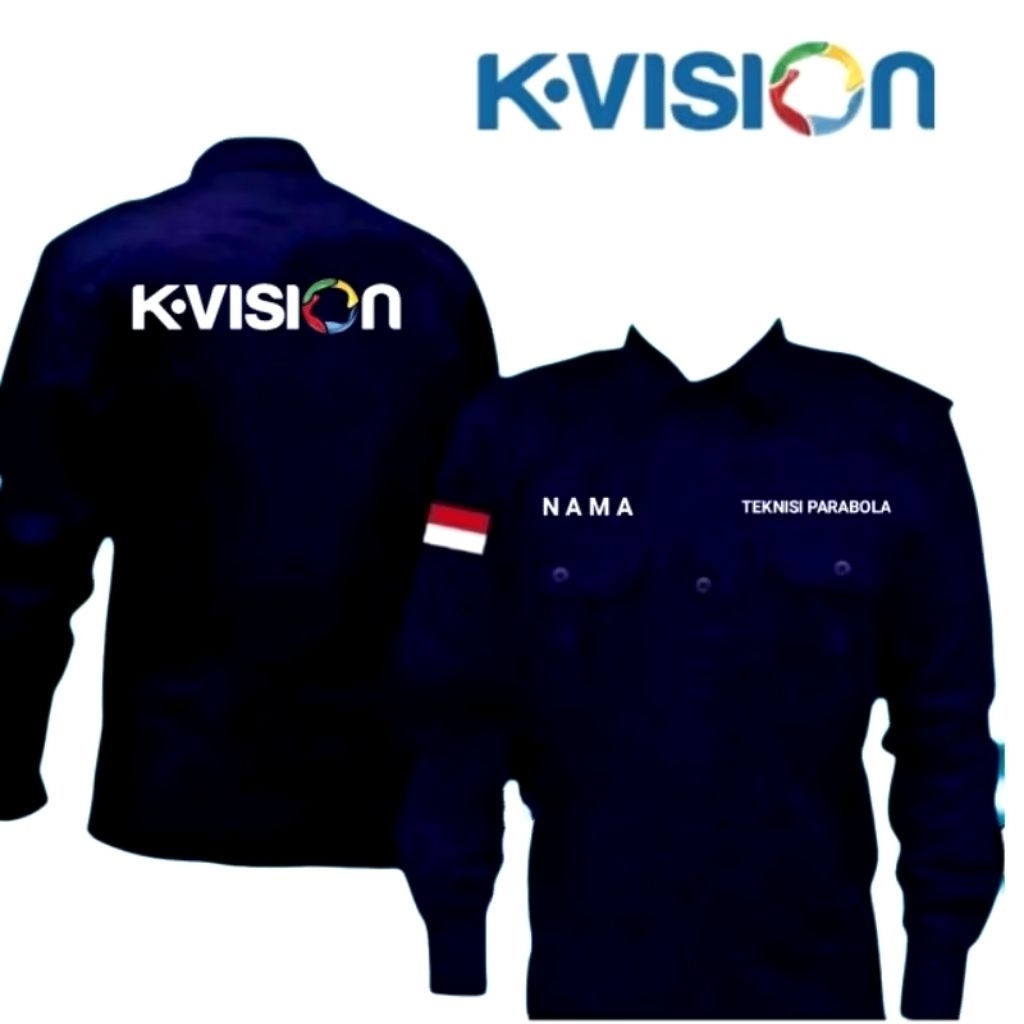 Kemeja kerja KVISION TEKNIK PARABOLA baju KVSION teknik parabola seragam KVSION TEKNIK PARABOLA full