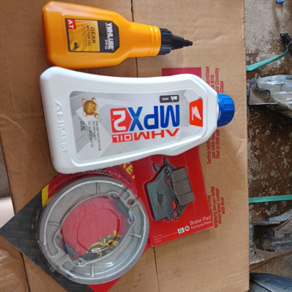 paket hemat oli mpx2 + gardan,kampas depan belakang motor beat, Scoopy, Vario dll