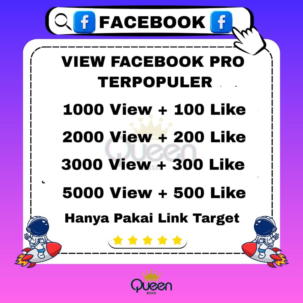 View Facebook Pro View Facebook Permanen-Queen Medsos-Voucher Digital