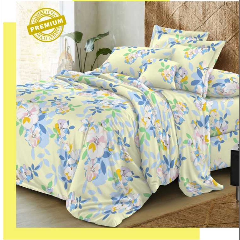 Bedcover Set Seprei Cotton Yellow Tebal,Halus,Lembut,Anti Luntur Uk 90x200 s/d 200x200 Bisa Req Ukur