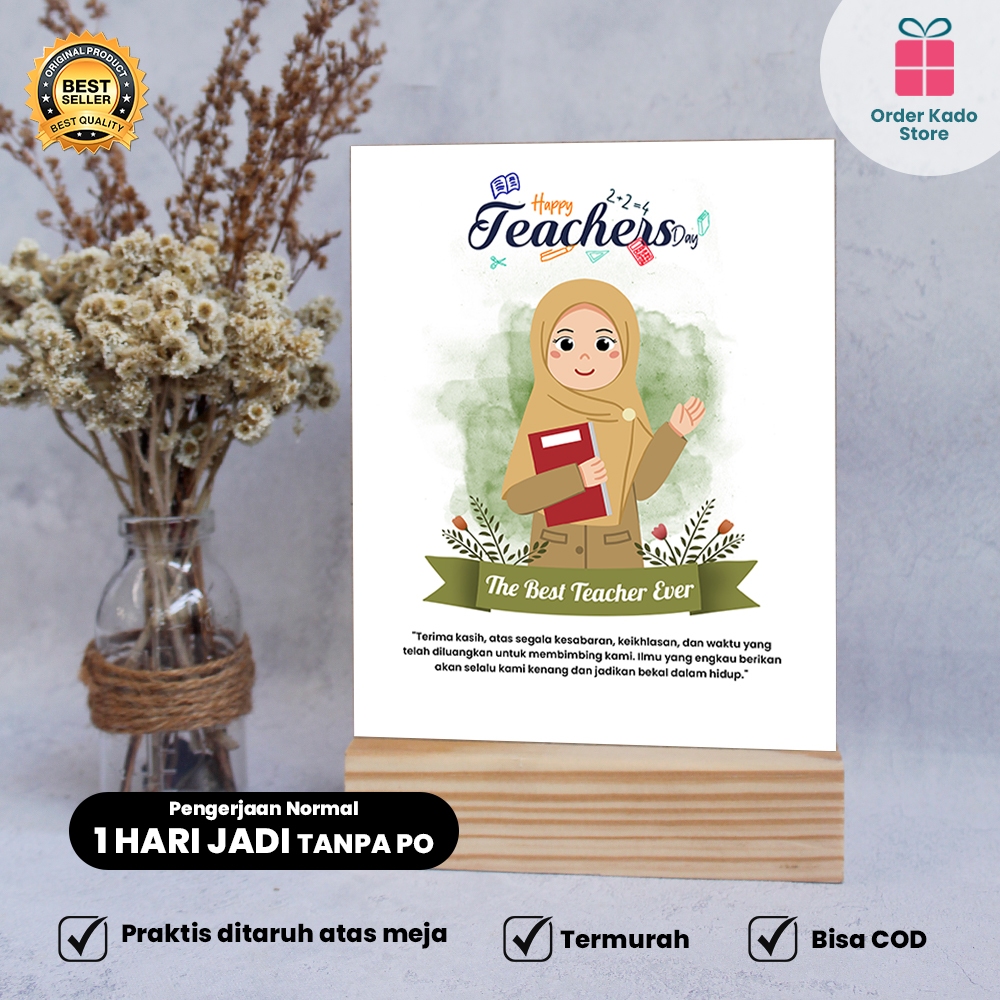 Kado Hadiah Hari Guru Perempuan Laki-Laki Kenang-Kenangan TEACHER'S DAY Custom Murah FS-TA011