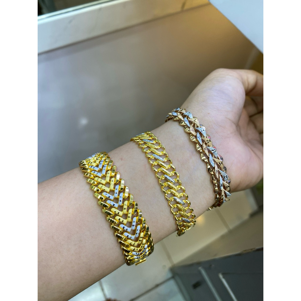Gelang Rantai Sisik Naga New Fashion Kuning dan kombinasi Emas 22 375%/8k gelang plat model terbaru