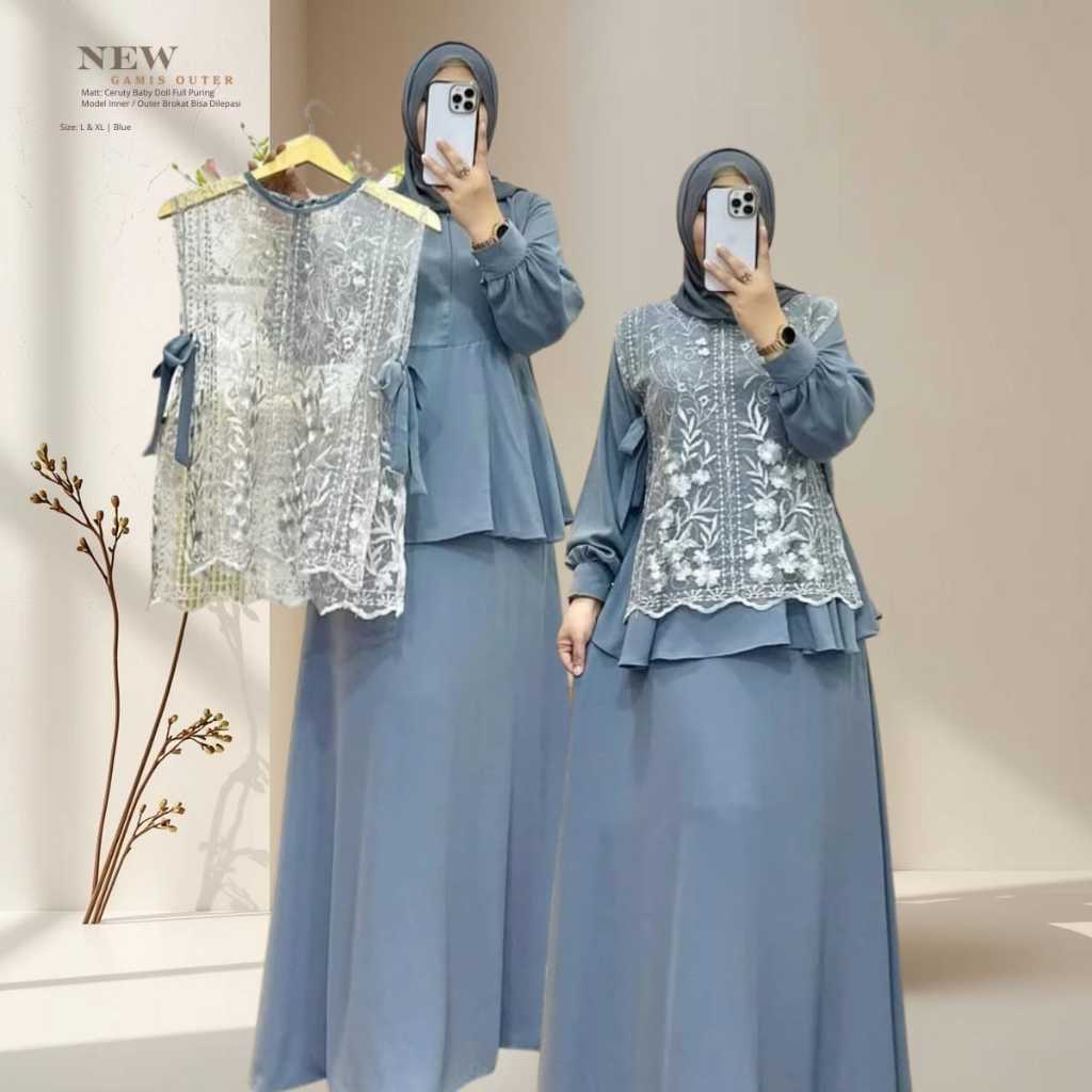 Naura Dress Gamis Brokat Rompi - inner Bisa Dilepas | Baju Kondangan Wanita Kekinian 2025 | Gamis