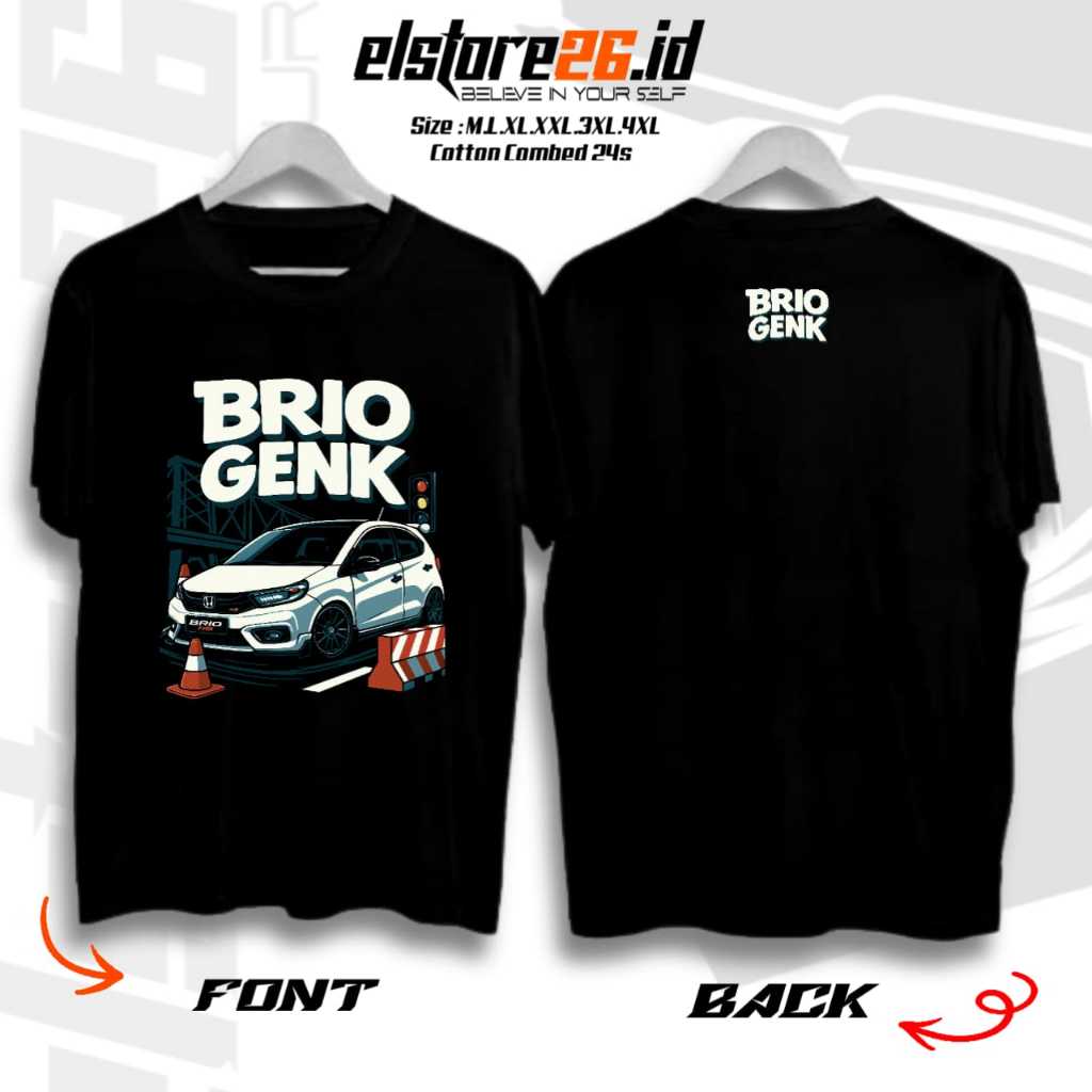 ELSTR Baju Kaos MOBIL BRIO  | Kaos Otomotif Racing | Baju Katun Combed Pria & Wanita