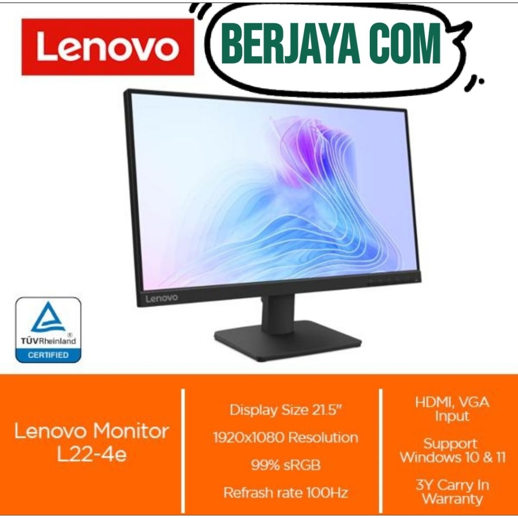 MONITOR LED LENOVO L22-4E 22" / 21.5" inch garansi resmi lenovo