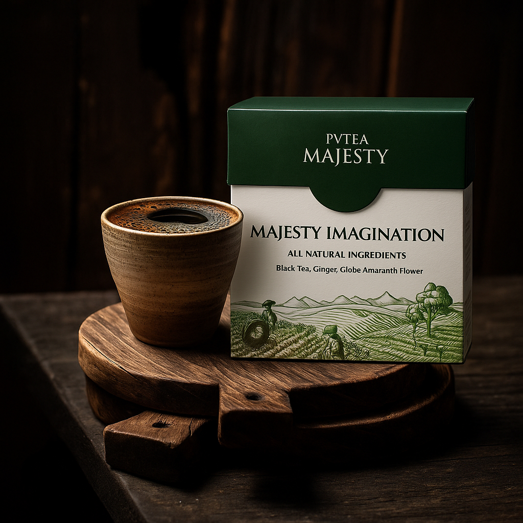 

PVTEA Majesty Imagination – Teh Hitam Jahe, Globe Amaranth untuk Energi Harian,Fokus & Produktivitas