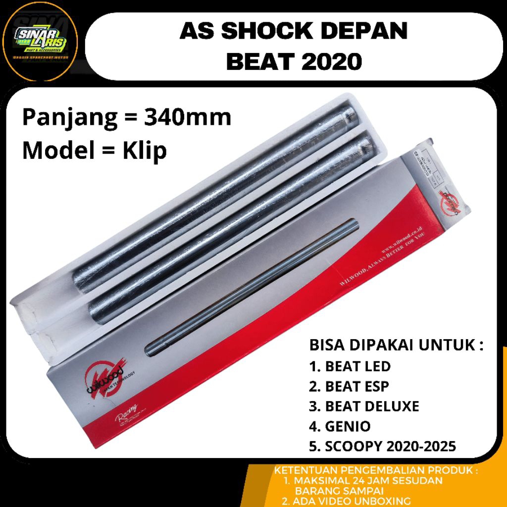 AS SOK SKOK AS SHOCK DEPAN BEAT ESP NEW LED GENIO SCOOPY 2020 2021 2022 2023 2024 2025 WILWOOD