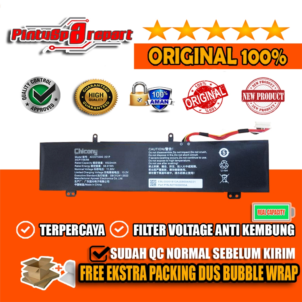 (Genuine Chicony AEC675686-3S1P) ORIGINAL NEW Baterai Advan Workplus 1701 AMD Ryzen 5 HR59S05A 3ICP7