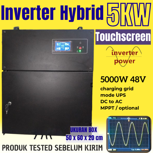 Inverter Mode UPS DC to AC 5000W LCD Touch Screen Pure Sine Wave Hybrid 5.000watt Box Panel Output 2