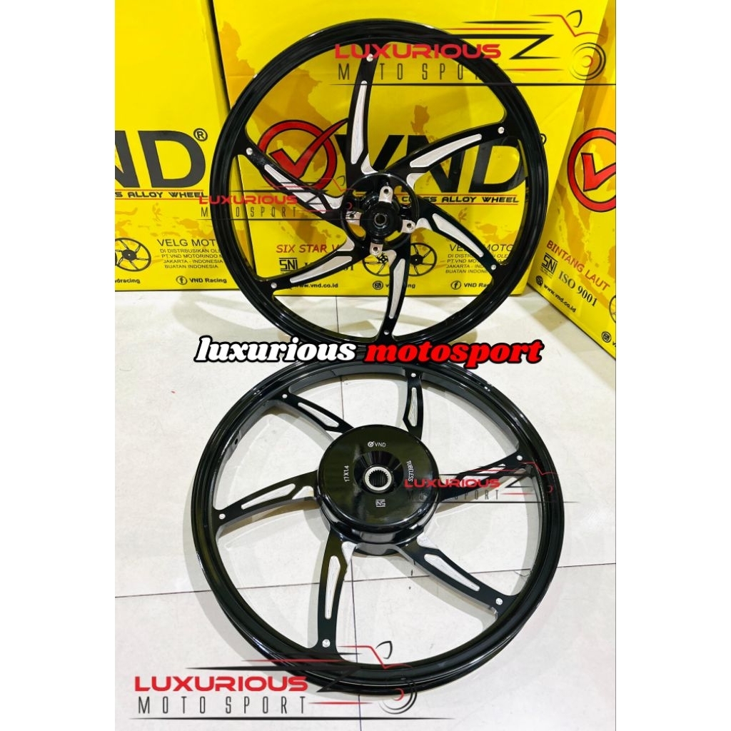 Velg VND Six Star V2 Ring 17 Beat/ Scoppy/ Spacy/Genio/ Vario 110 F140X17 & R160X17 Velg Racing Vnd 