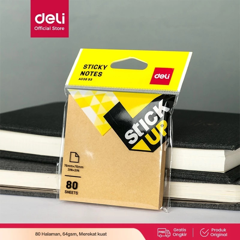 

Deli Sticky Note Kraft 76x76mm 80 Lembar EA03893 Kertas Catatan Tempel Perekat Kuat