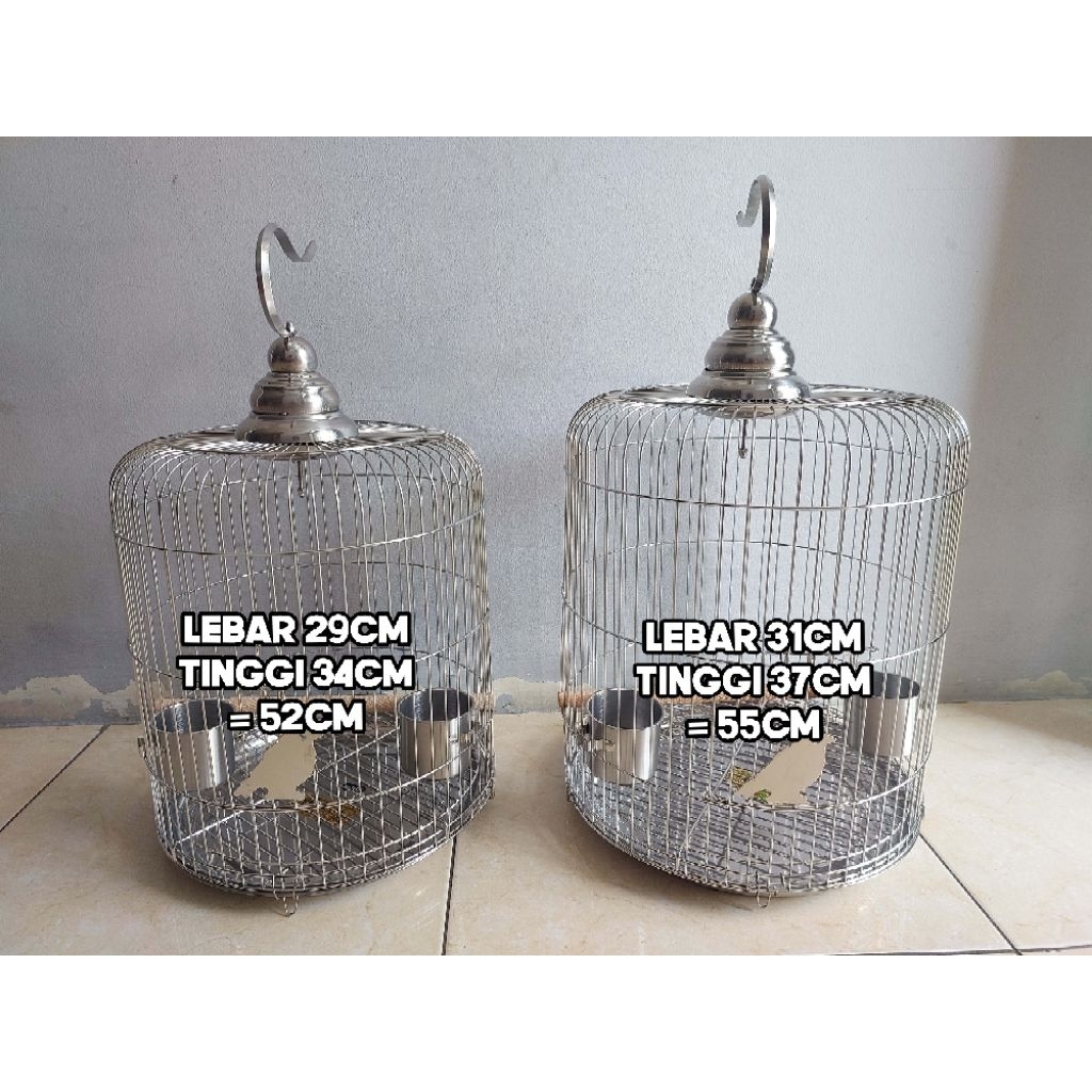 Kandang Burung / Sangkar Burung UKURAN lebar 29x34x52 Full Stainless Steel Anti Karat - Anti Tikus &