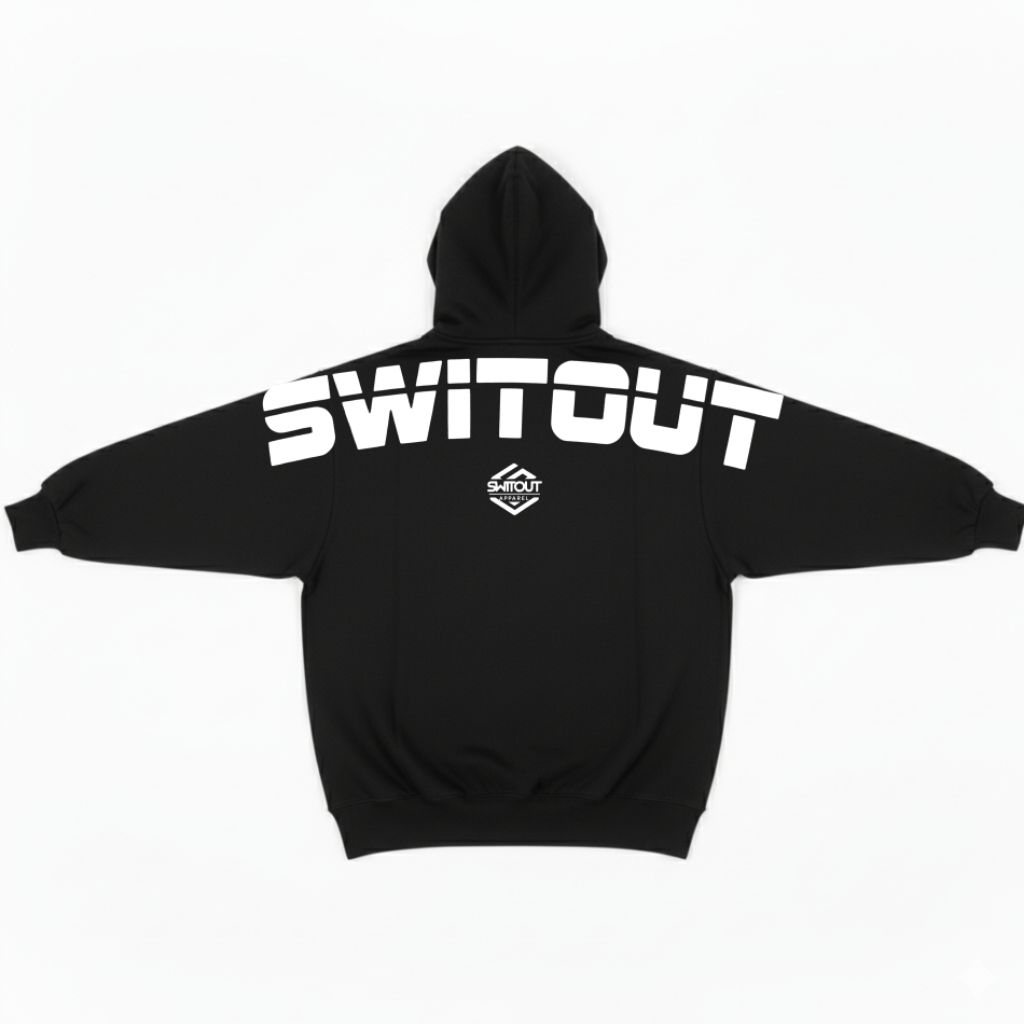 Sweater Hoodie SWITOUT Hitam – Jaket Oversize Pria Wanita Casual Trend 2025
