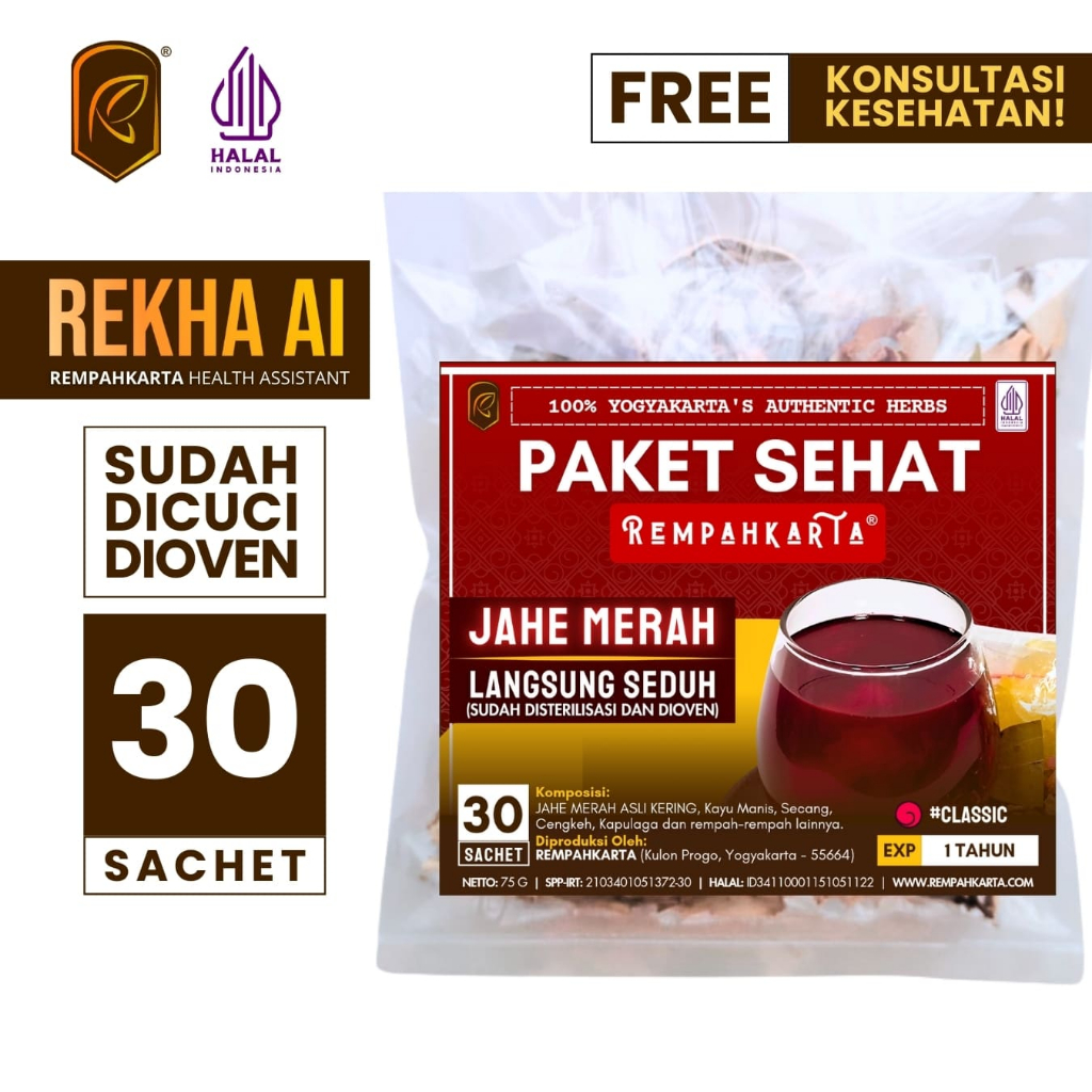 

REMPAHKARTA Paket Sehat Wedang Uwuh Jahe Merah (30 Sachet)
