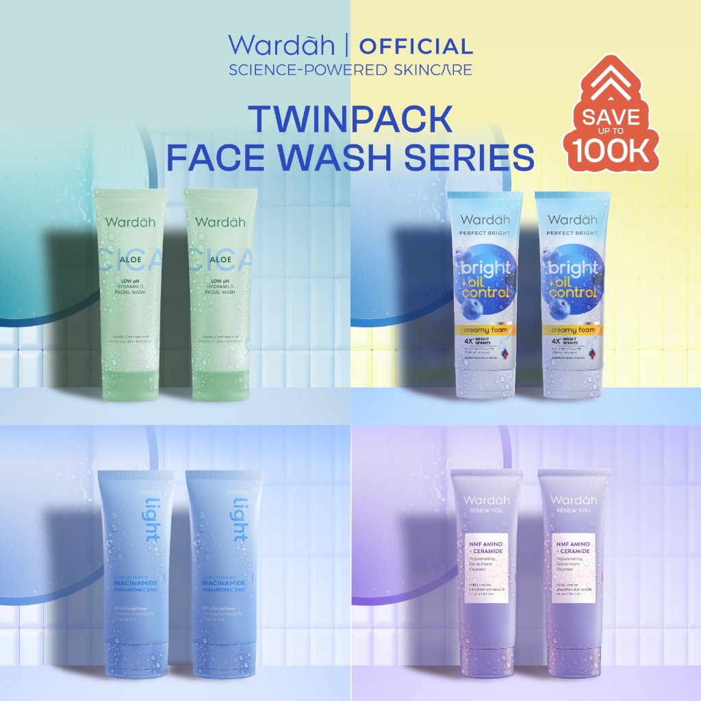 Wardah Gentle Facial Wash Low PH Series 100 ml Twinpack (Sabun Cuci Muka Gentle Acid Mantle Expert) 