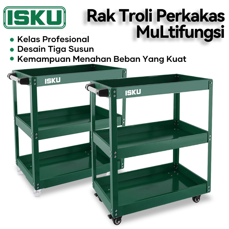 ISKU Alat Perkakas Trolly/Trolly Bengkel Rak 3 Susun Trolly Trolley Perkakas Tools
