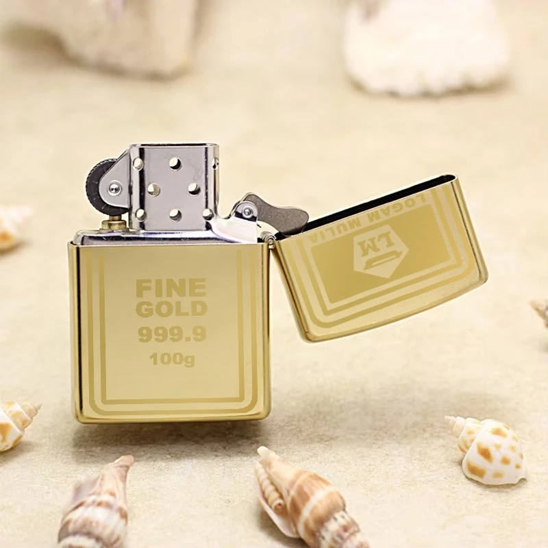 Korek Api Logam Mulia Emas Perak Batangan Stainless Cetak Laser Grafir Pemantik Bahan Besi