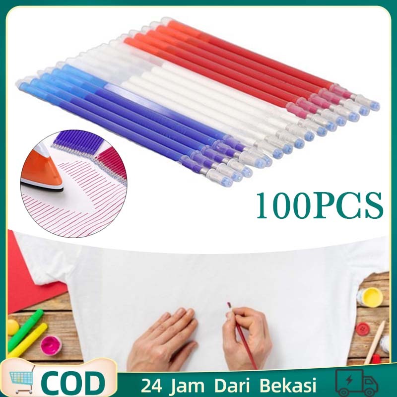 

100pcs Penanda Pola Kain Heat Eraser Pen Bolpen Kain Pulpen Untuk Menandai Jahit Vanishes With Iron