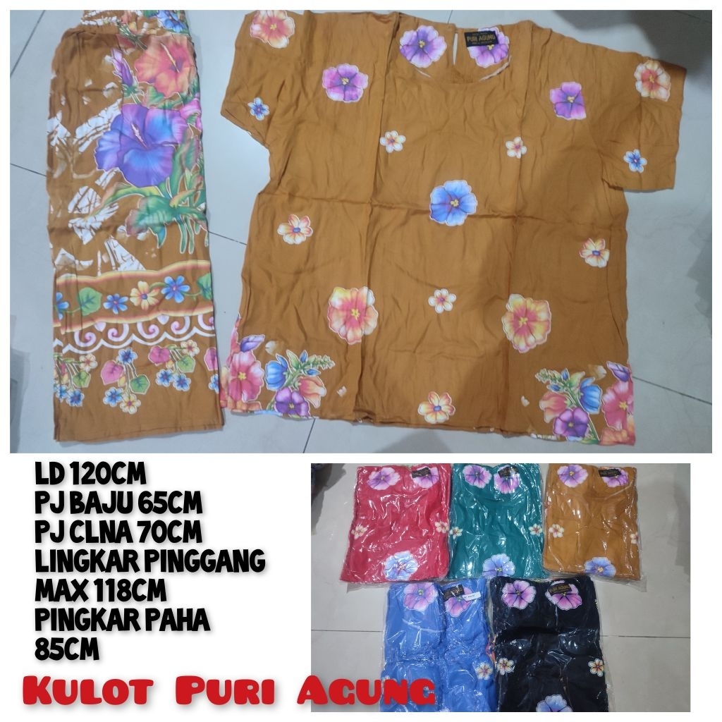 Kulot Puri Agung/ Setelan Kulot Batik / Baju Tidur