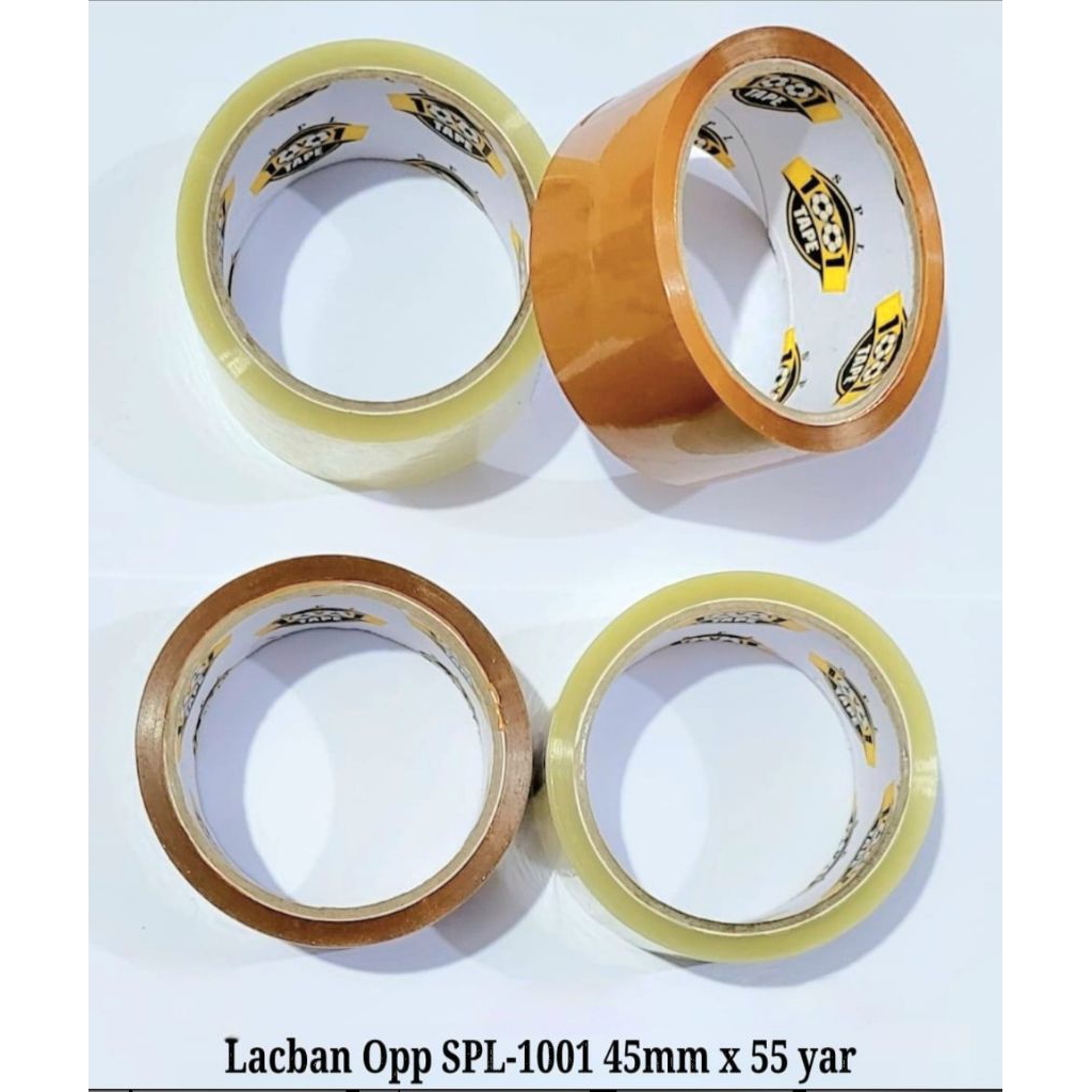 

Lakban/ Selotip / Selasiban Merk SPL Bening Coklat 45mmx 55yard