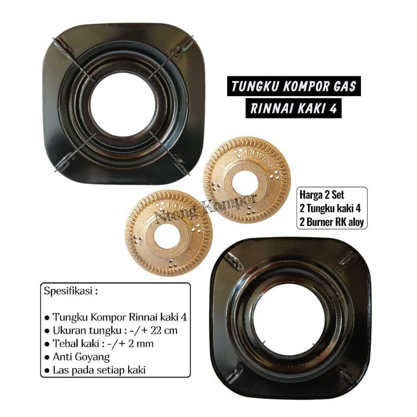 Best Seller 2 set Tatakan Kaki 4 dan burner kuningan bahan aloy  , Tatakan kompor gas rinnai , duduk