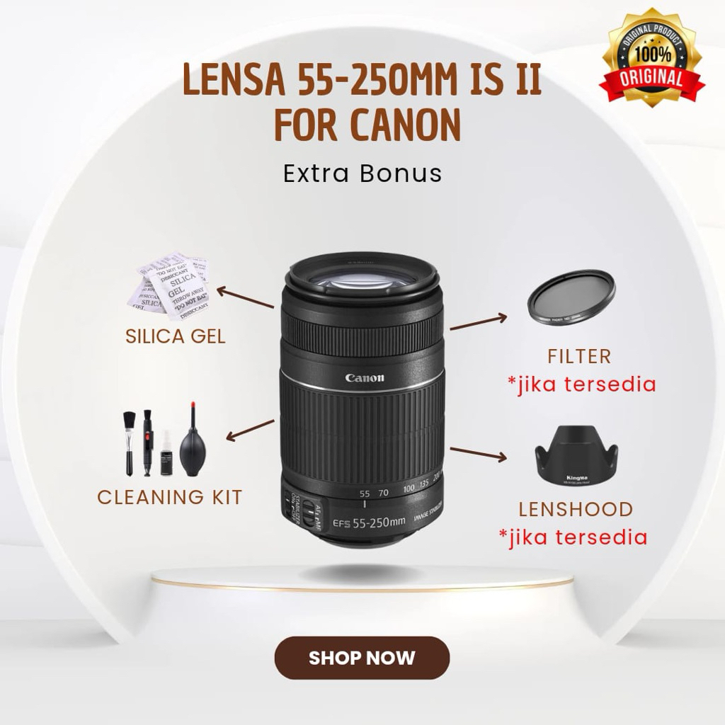 LENSA TELE 55-250MM IS II STABILIZER FOR CANON SIAP PAKAI