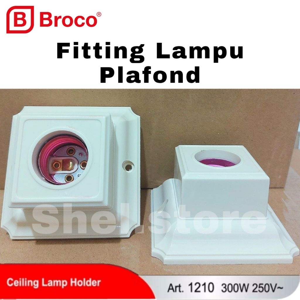 Broco Fitting Lampu Plafond Kotak | Fiting Lampu Broco | Fitting Tempel Broco | Fitting Tahan Panas