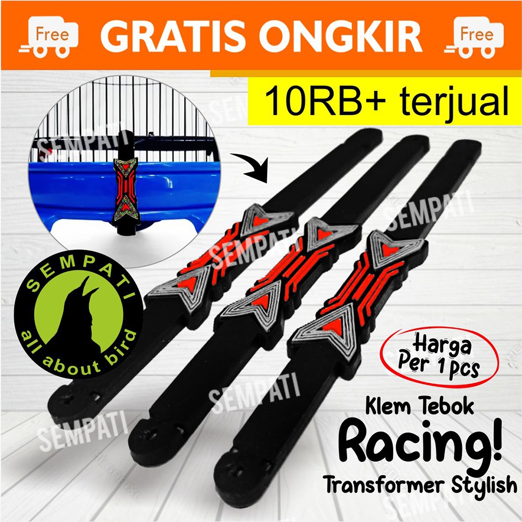 SEMPATI JEPITAN KLEM PLAT TEBOK KARET SANGKAR KANDANG BURUNG MURAI LOVEBIRD BRANJANGAN MOTIF RACING 