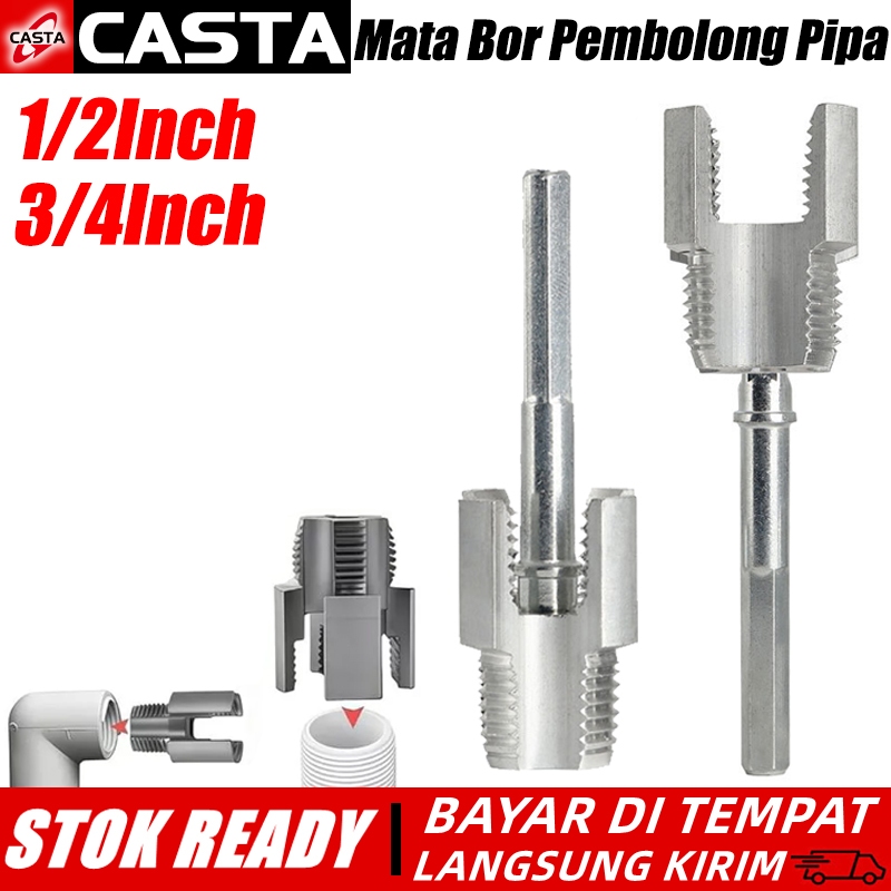 CASTA Alat Drat Pipa PVC Female Male 1/2 Inch dan 3/4 Inch 2 in 1 Pembuat Ulir Luar & Dalam untuk Pi