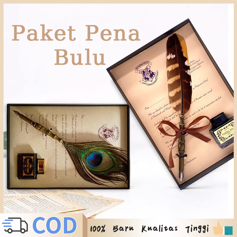 

Pena Kaligrafi Vintage Set Lengkap Pulpen Bulu Retro Feather Quill Stainless Dip Pen Alat Tulis Kaligrafi