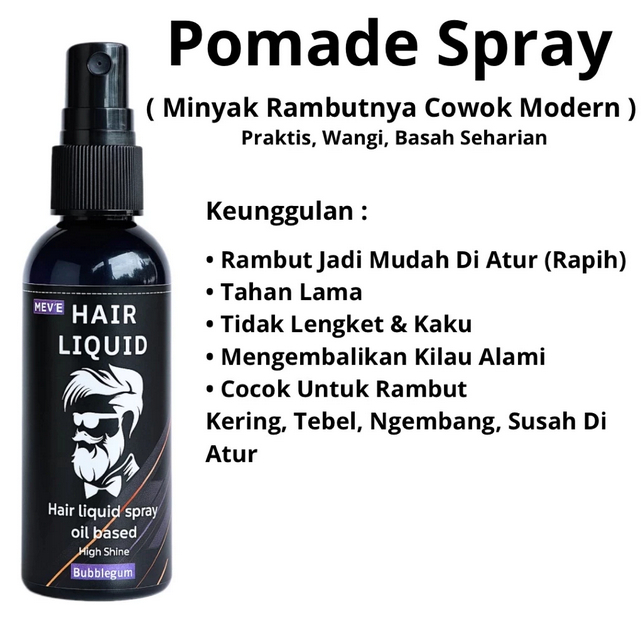 Minyak Rambut Spray Pria | Bubblegum Series Hair Liquid Oil Based | Pomade Spray Pria