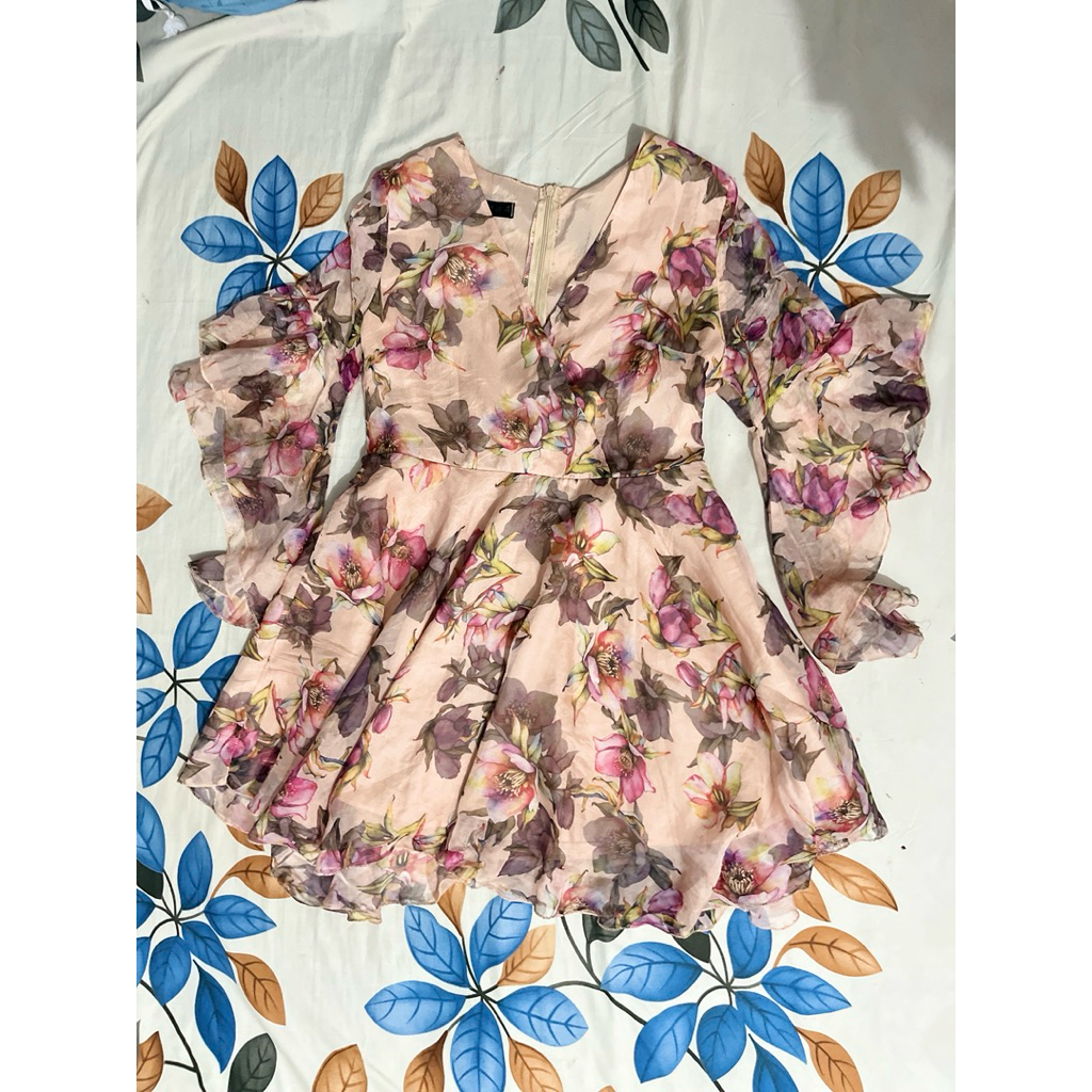 Preloved Dress Peri Sifon / Dress Bunga Sifon