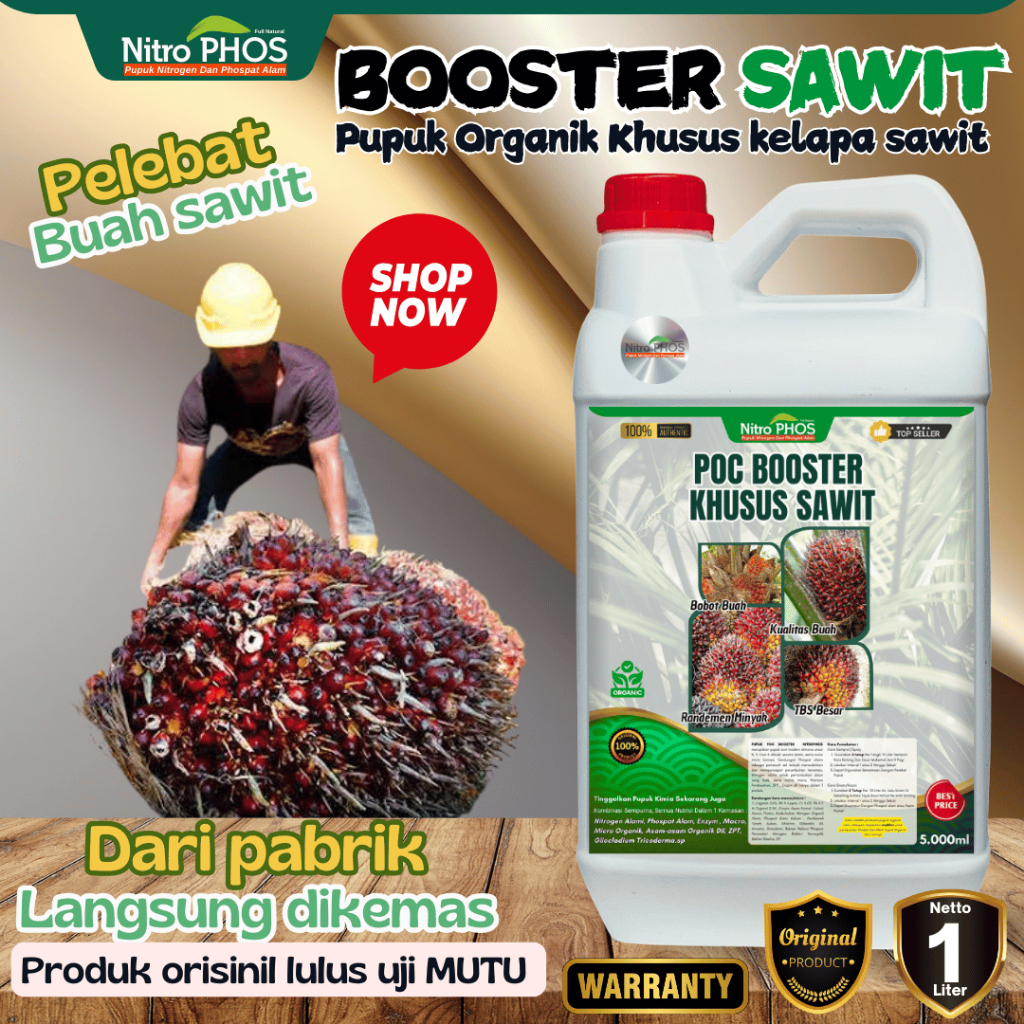 Pupuk Cair Organik SAWIT | Pembesar Buah & Pelebat Panen | Booster SAWIT 5 Liter NITROPHOS