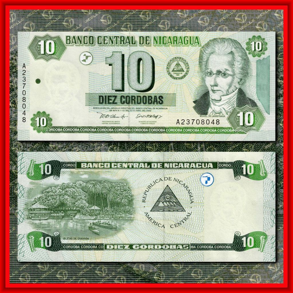 NICARAGUA 10 Cordobas  2002,  UNC, Koleksi Uang Asing