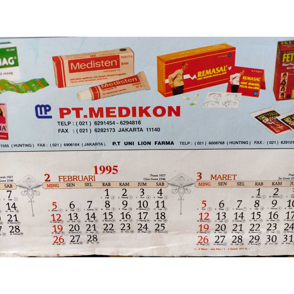 KALENDER JADUL KALENDER TAHUN 1995 PT MEDIKOM