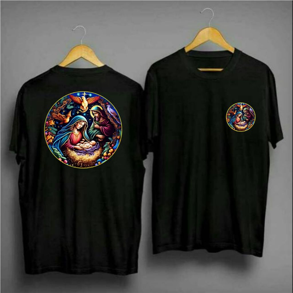 KAOS ROHANI BUNDA MARIA YESUS BULAT NEW DB / BAJU KRISTIANI COD UNISEX