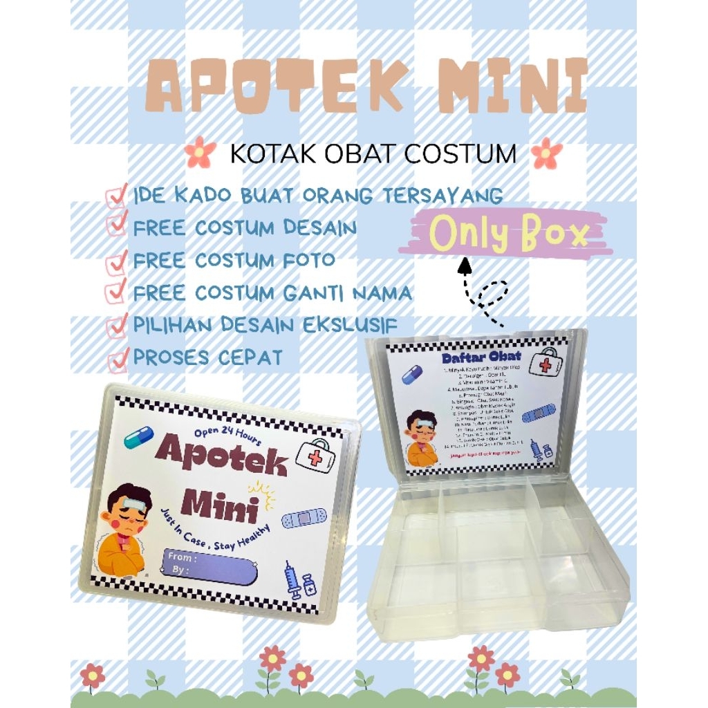 Apotek Mini Only Box | Hanya Box | Apotek Mini Custom | Ide Kado | Kotak Obat Mini | Gift Box | Kota