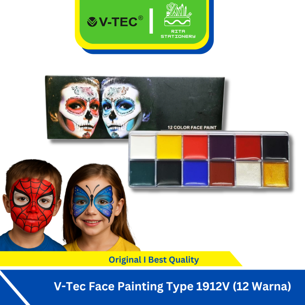 

Face Painting 12 Color V-Tec / Face Paint 12 Warna Vtec Cat Untuk Wajah - 1912V