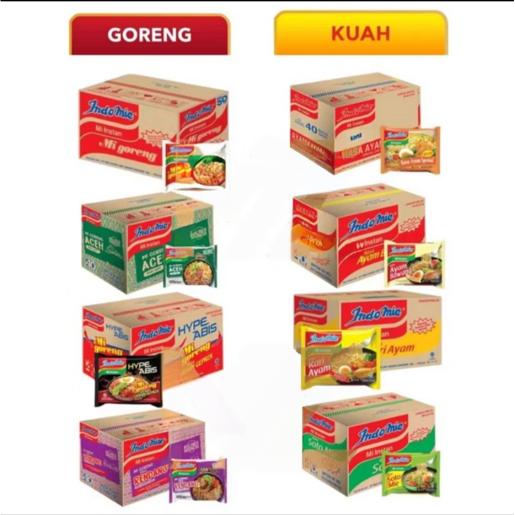 

Indomie kuah dan goreng 1 dus isi 40pcs